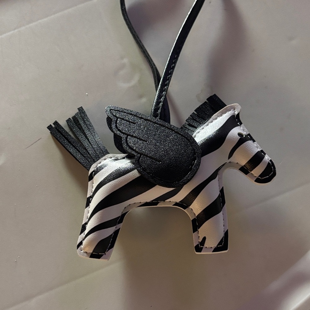 Zebra Inspired Pegasus purse Charm
